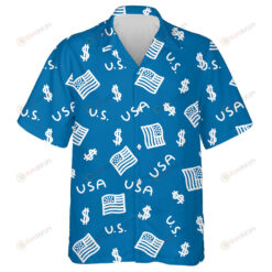 White Hand Drawn Doodle Of Flag And Money Lettering Pattern Hawaiian Shirt