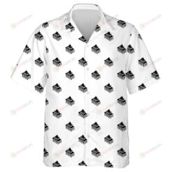 White House Usa Pattern In Black And White Hawaiian Shirt