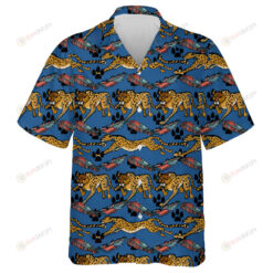 Wild African Animals Leopard And Tropical Plants Hawaiian Shirt