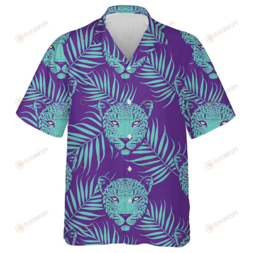 Wild African Leopard And Tropical Palm Leaves Hawaiian Shirt