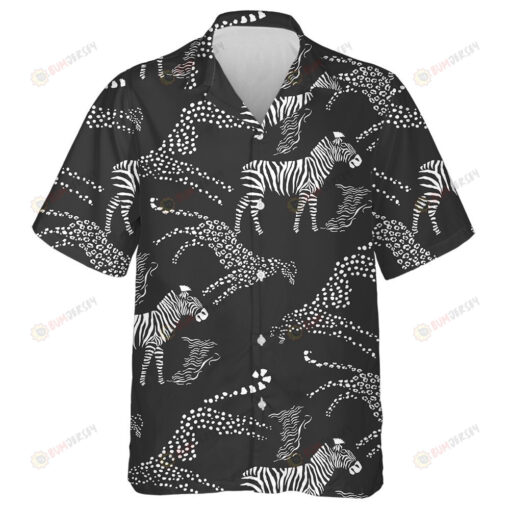 Wild African Leopard And Zebra In Safari Park Hawaiian Shirt