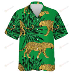 Wild African Leopard In Colorful Tropical Leaves Hawaiian Shirt