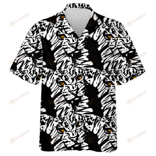 Wild African Leopard Ink Brush Strokes Hawaiian Shirt