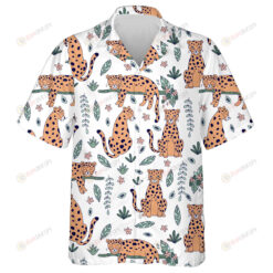 Wild African Leopard Jungle Plants And Flowers Hawaiian Shirt