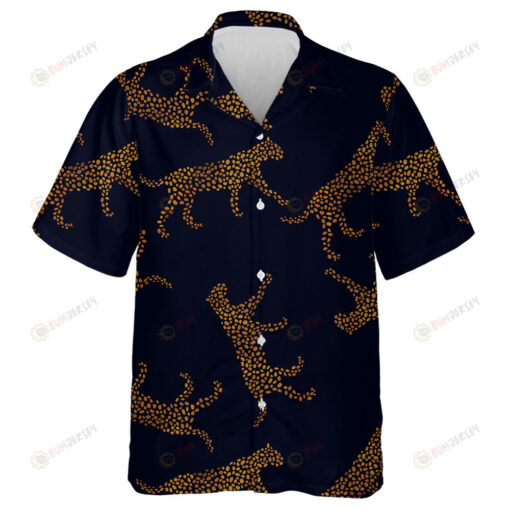 Wild African Leopard On Dark Blue Background Hawaiian Shirt