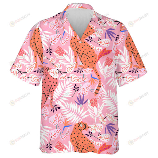 Wild African Leopard On Pink Jungle Hawaiian Shirt