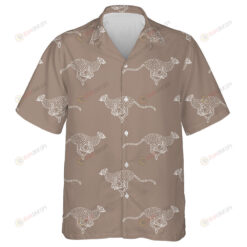 Wild African Leopard Running On Brown Hawaiian Shirt