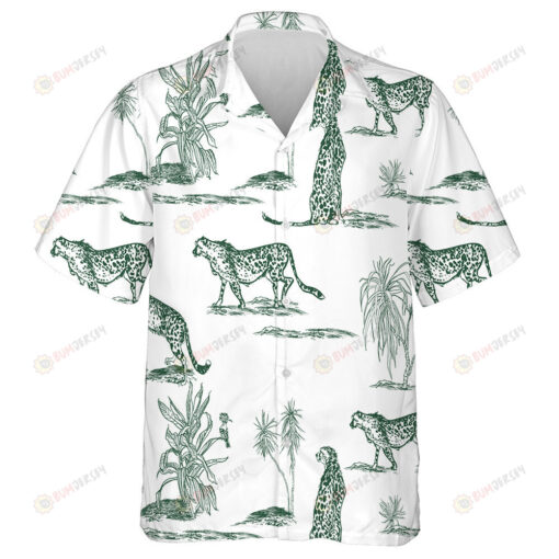 Wild African Leopard Walking In Dessert Hawaiian Shirt