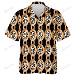 Wild African Leopard With Abstract Chain On Black Hawaiian Shirt