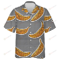 Wild African Leopard With Bananas Striped Background Hawaiian Shirt