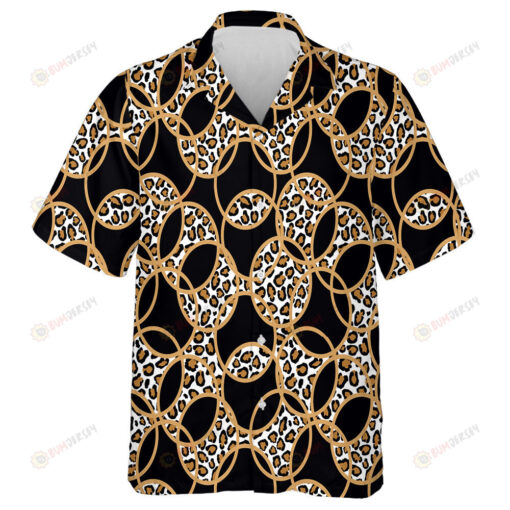 Wild African Leopard With Circles On Black Hawaiian Shirt