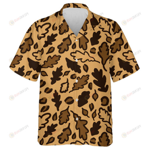 Wild African Leopard With Fall Oak Leaves Hawaiian Shirt