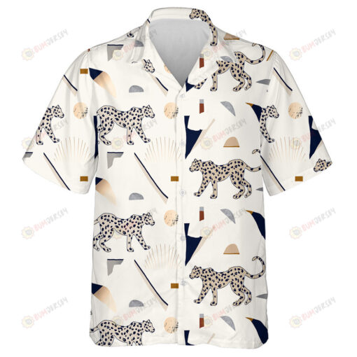 Wild African Leopard With Hand Drawn Boho Hawaiian Shirt