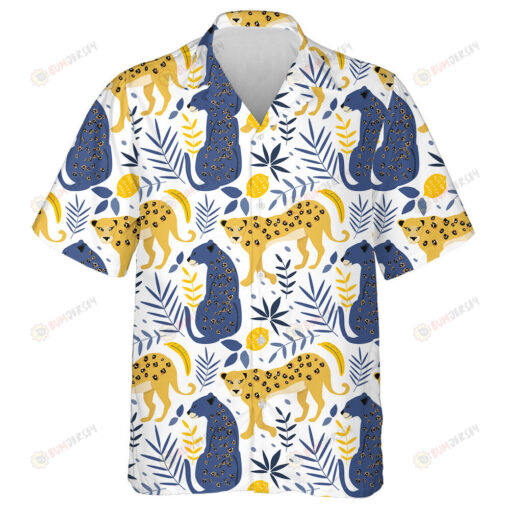 Wild African Leopard With Lemons And Palm Leaves Hawaiian Shirt