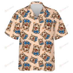 Wild African Leopard With Protruding Tongue And Bow Tie Hawaiian Shirt