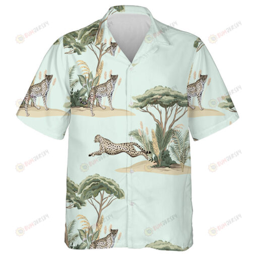 Wild African Leopard With Vintage Savanna Island Hawaiian Shirt