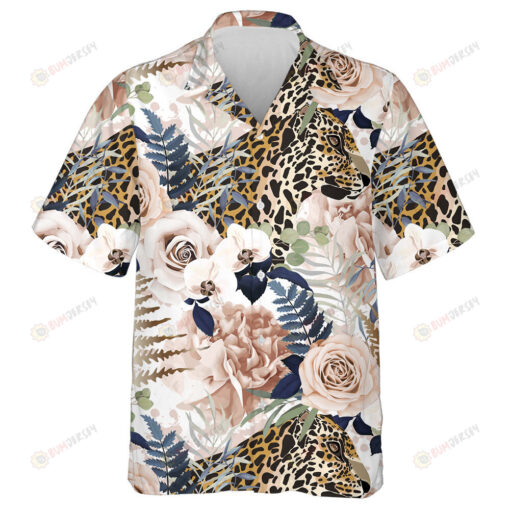 Wild African Leopards Orchid And Rose Vintage Hawaiian Shirt