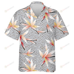 Wild African Multi Color Leaf On Grey Leopard Background Hawaiian Shirt