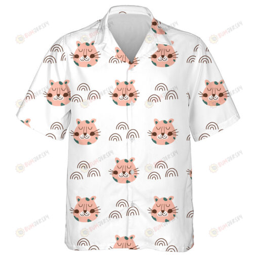 Wild African Pink Leopard Head Safari Animal Hawaiian Shirt