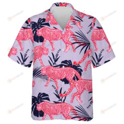 Wild African Red Leopard With Tropical Leaves Hawaiian Shirt