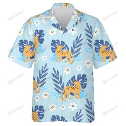Wild Animals Cute Summer Leaves And Leopard Hawaiian Shirt