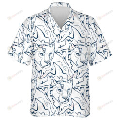 Wild Animals Jungle African Leopard With Art Line Hawaiian Shirt