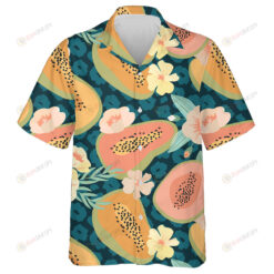 Wild Animals Leopard Skin With Papaya And Flowers Hawaiian Shirt