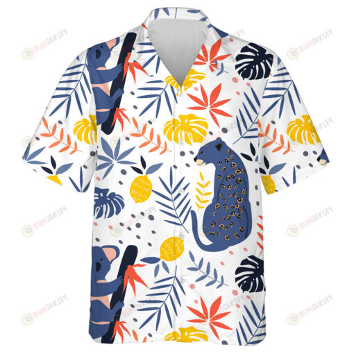 Wild Animals Leopard With Koala And Palm Leaves Hawaiian Shirt