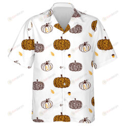 Wild Animals Leopard With Pumpkin Fall Seasonal Hawaiian Shirt
