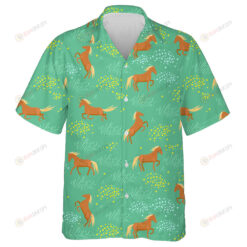 Wild Horses In The Green Field Hawaiian Shirt