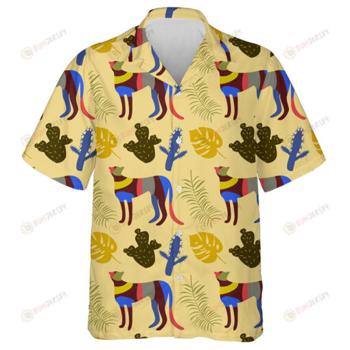 Wild Jungle African Leopard With Exotic Leaves Hawaiian Shirt