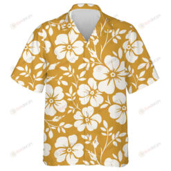 Wild Roses Branch Silhouette On Yellow Background Design Hawaiian Shirt