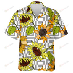 Wild Spring Leaf Wildflower Isolated On Gray Geometry Lines Hawaiian Shirt