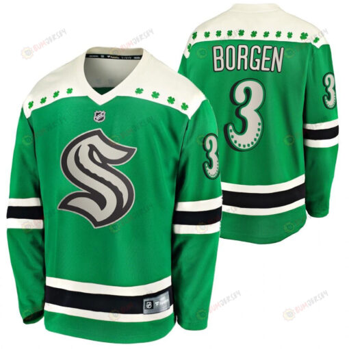 Will Borgen Seattle Kraken 2022 St. Patrick Green 3 Jersey Jersey