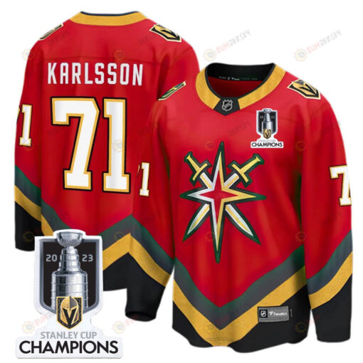 William Karlsson 71 Vegas Golden Knights 2023 Stanley Cup Champions Patch Reverse Editon Jersey - Red