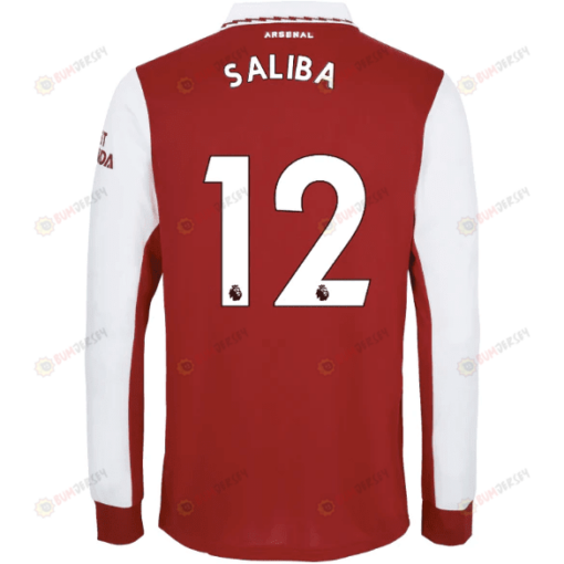 William Saliba 12 Arsenal Long Sleeve Home Jersey 2022-23 - Men Red