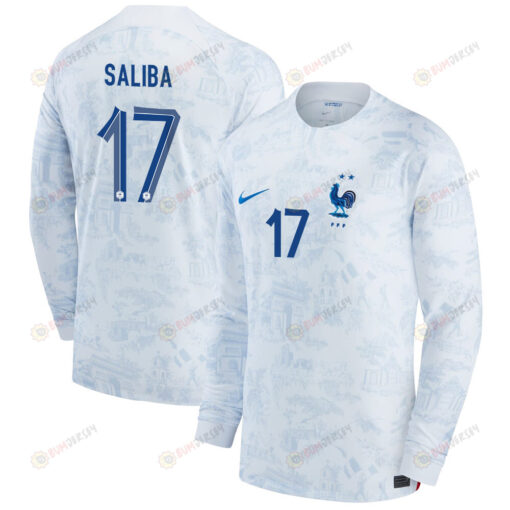 William Saliba 17 France National Team 2022-23 Qatar World Cup - Away Men Long Sleeve Jersey