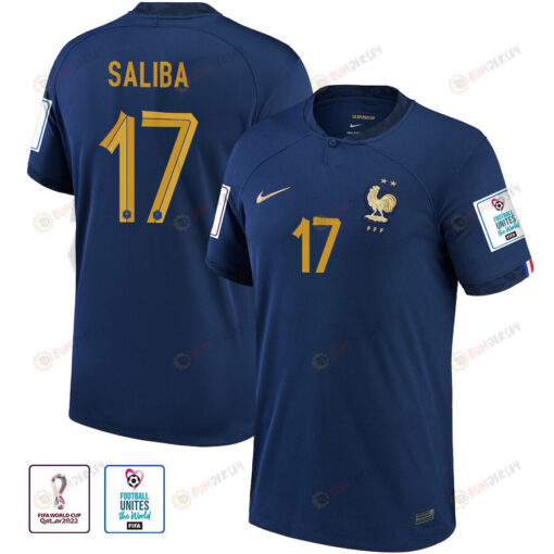 William Saliba 17 France National Team FIFA World Cup Qatar 2022 Patch Home Jersey