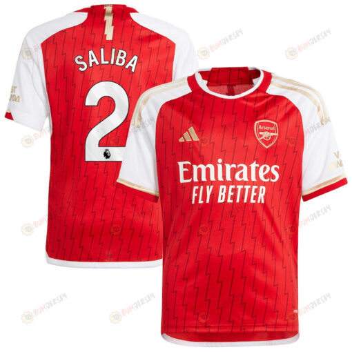 William Saliba 2 Arsenal 2023/24 Home Youth Jersey - Red