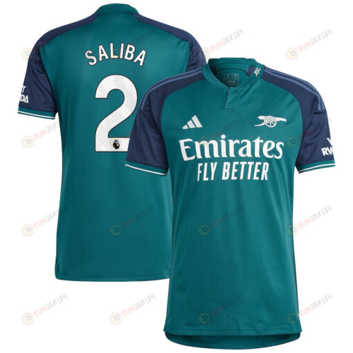 William Saliba 2 Arsenal 2023/24 Third Men Jersey - Green