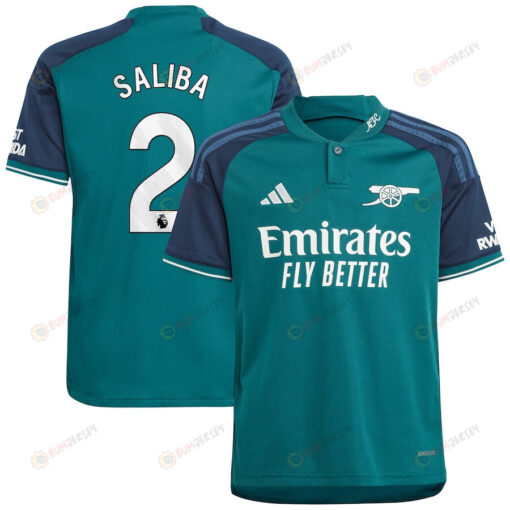 William Saliba 2 Arsenal 2023/24 Third YOUTH Jersey - Green