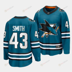 William Smith #43 San Jose Shark 2023 NHL Draft Home Men Jersey - Teal