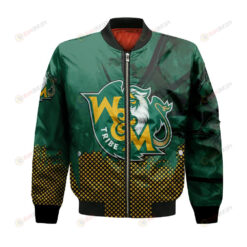 William and Mary Tribe Bomber Jacket 3D Printed Basketball Net Grunge Pattern
