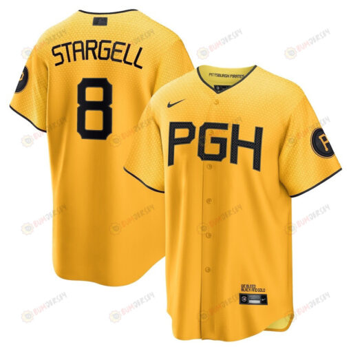 Willie Stargell 8 Pittsburgh Pirates 2023 City Connect Men Jersey - Gold