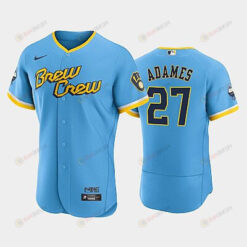 Willy Adames 27 2022-23 City Connect Milwaukee Brewers Jersey - Powder Blue