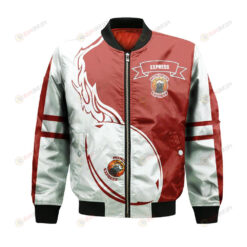 Windsor Express Bomber Jacket 3D Printed Flame Ball Pattern