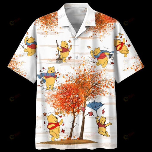 Winnie The Pooh Autumn Time Hawaiian Shirt Short Sleeve