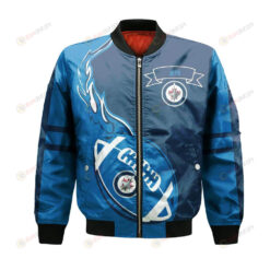 Winnipeg Jets Bomber Jacket 3D Printed Flame Ball Pattern