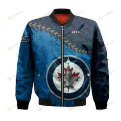 Winnipeg Jets Bomber Jacket 3D Printed Grunge Polynesian Tattoo