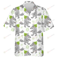 Winter With Cute Wolves In Green Hat Hawaiian Shirt